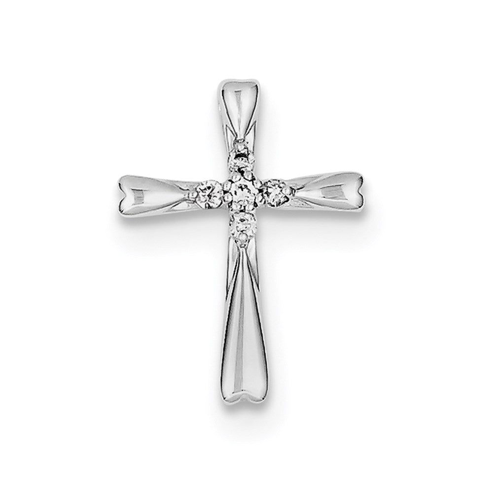 Sterling Silver & Diamond Rhodium-plated Cross Pendant Slide