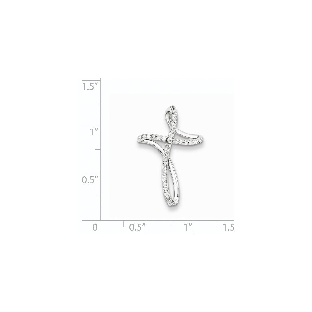 Sterling Silver & Diamond Cross Pendant Slide