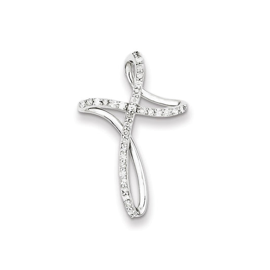 Sterling Silver & Diamond Cross Pendant Slide