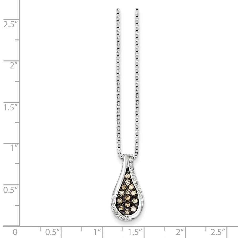 Sterling Silver Champagne Diamond Teardrop Pendant