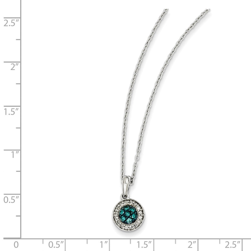 Sterling Silver White & Blue Diamond Pendant