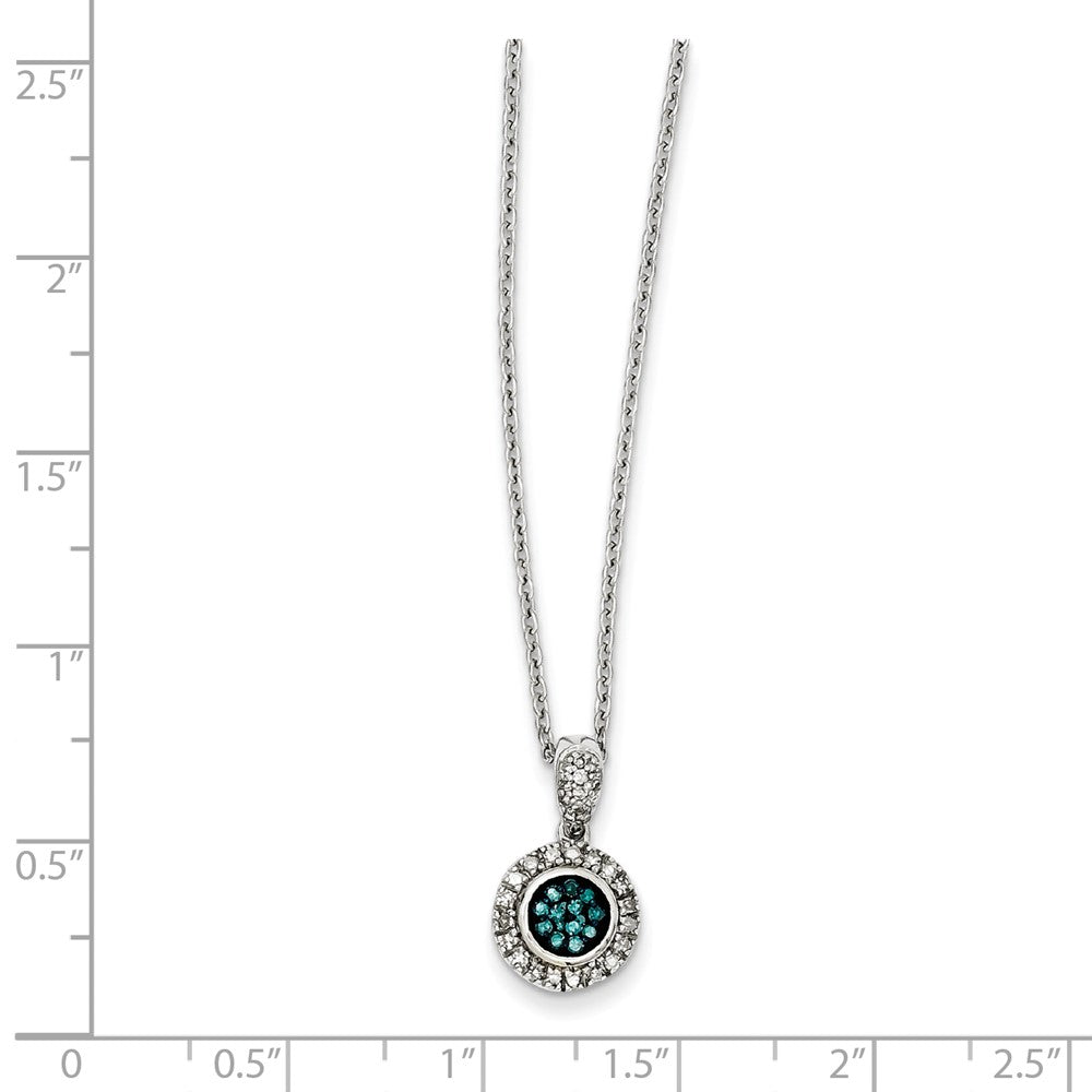 Sterling Silver White & Blue Diamond Pendant