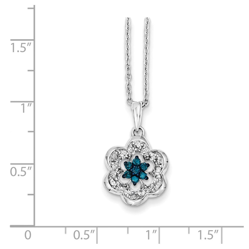 Sterling Silver White & Blue Diamond Pendant