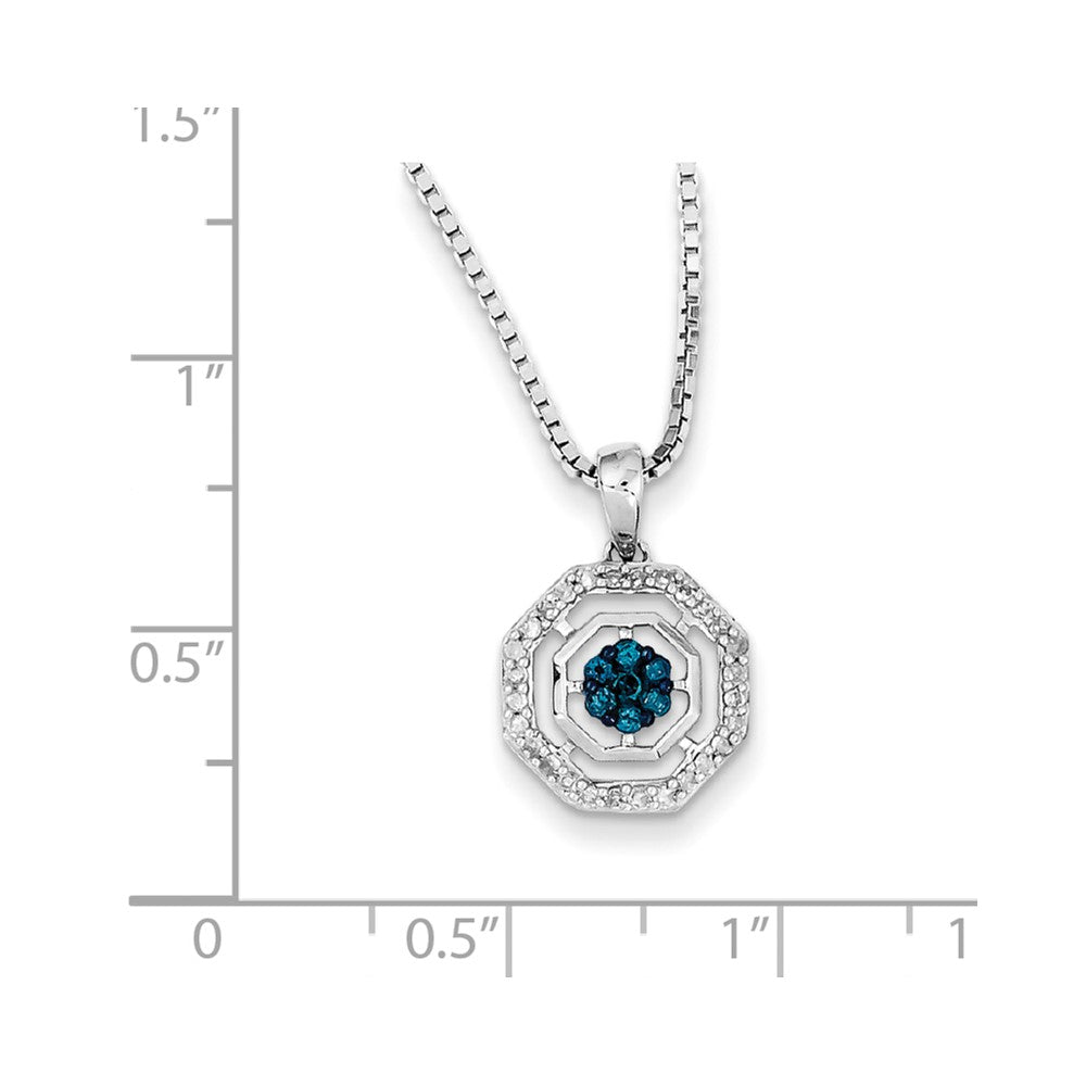 Sterling Silver White & Blue Diamond Pendant