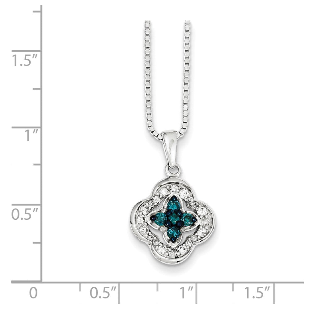 Sterling Silver White & Blue Diamond Pendant