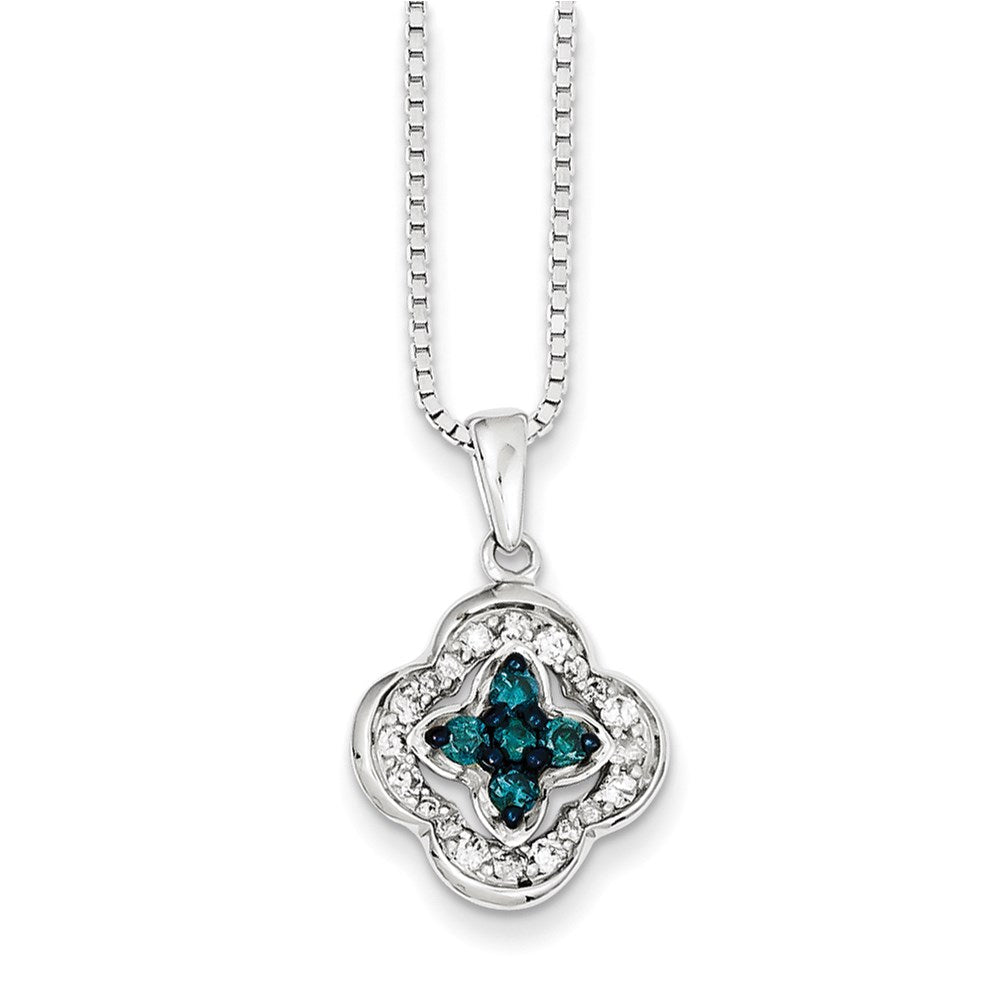 Sterling Silver White & Blue Diamond Pendant