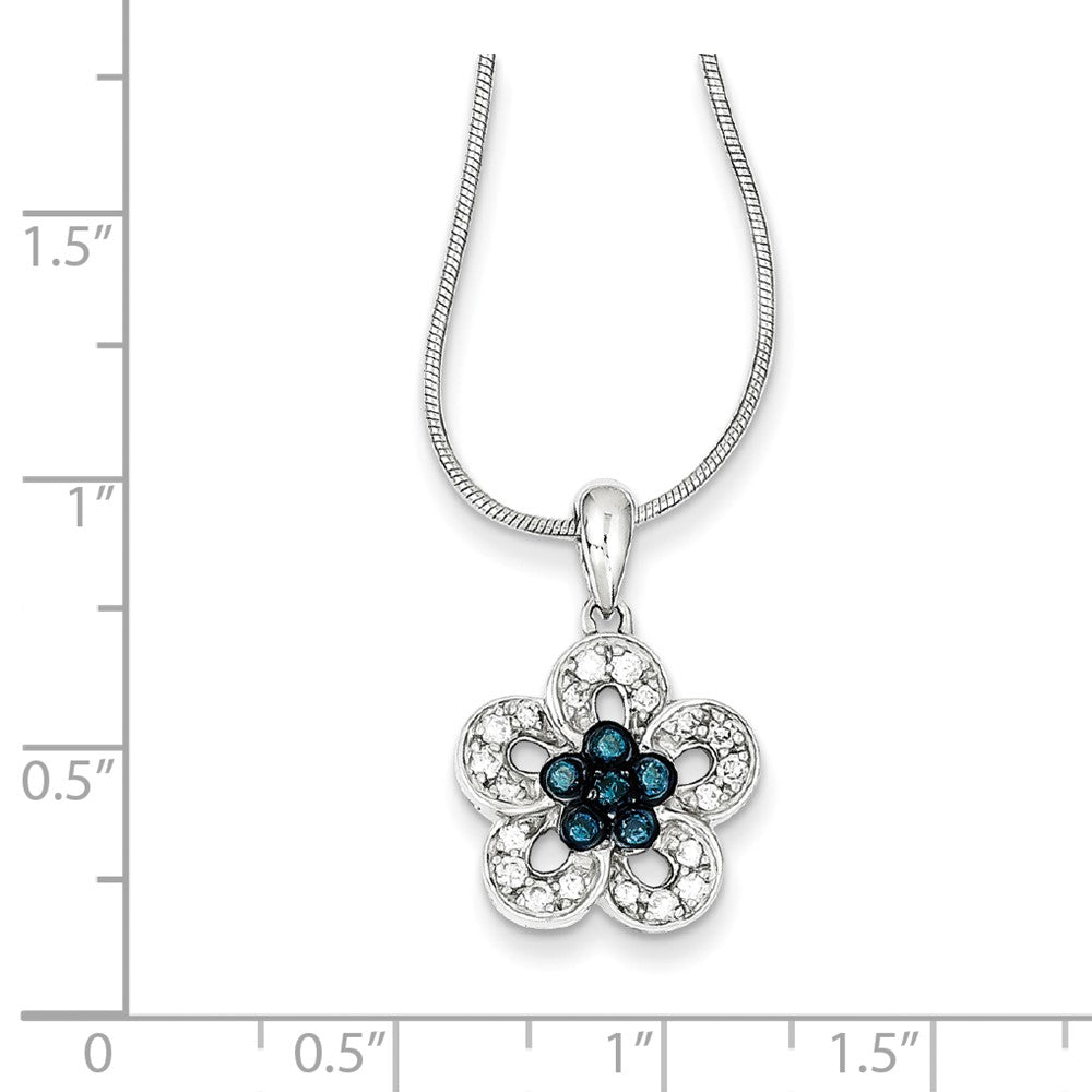 Sterling Silver White & Blue Diamond Pendant