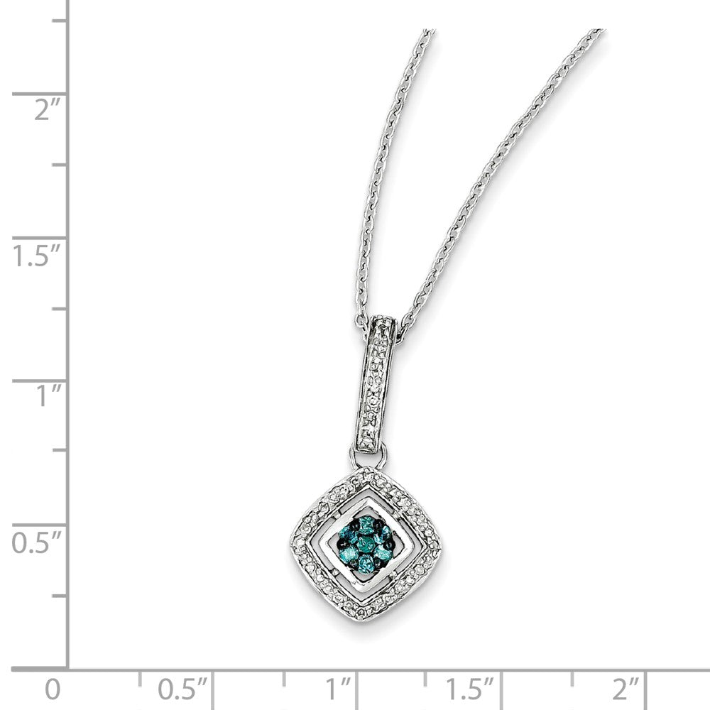 Sterling Silver White & Blue Diamond Pendant