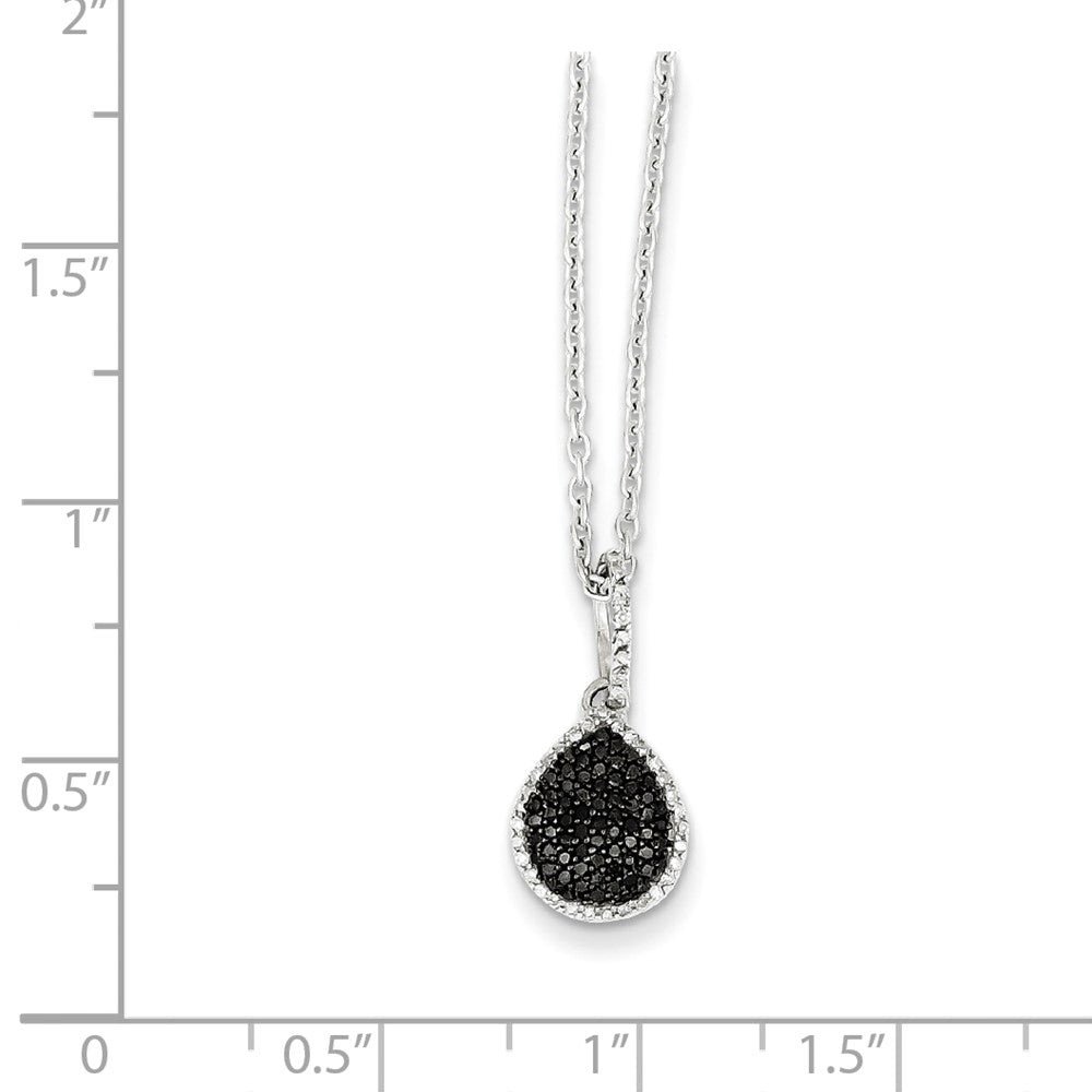 Sterling Silver Black and White Diamond Teardrop Pendant