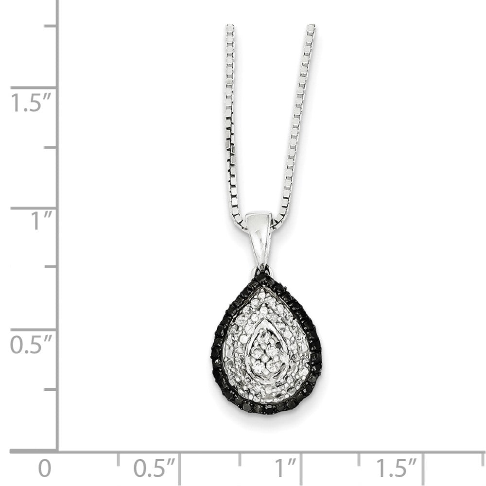 Sterling Silver White & Black Cluster Diamond Pendant