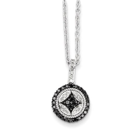 Sterling Silver Black & White Diamond Pendant