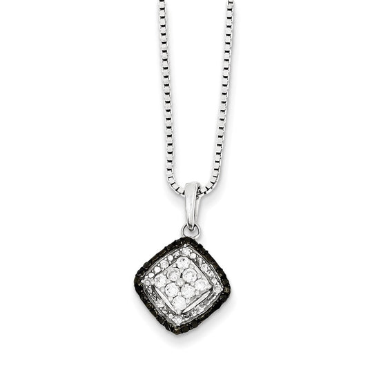 Sterling Silver White & Black Diamond Pendant