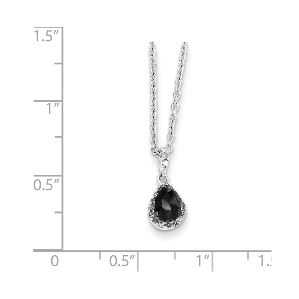 Sterling Silver Black & White Diamond Teardrop Pendant Necklace