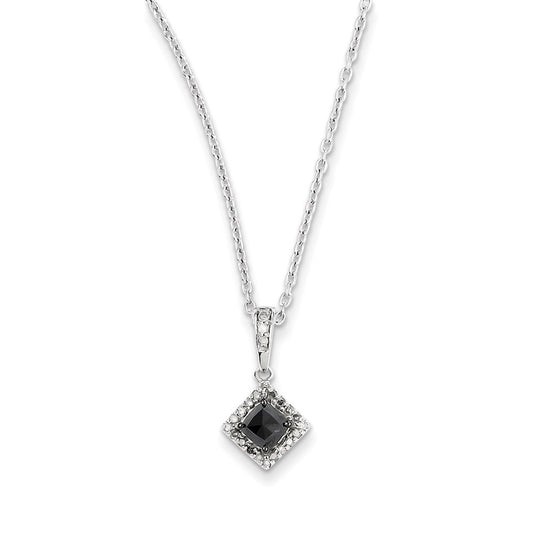 Sterling Silver w/ Black and White Diamond Pendant