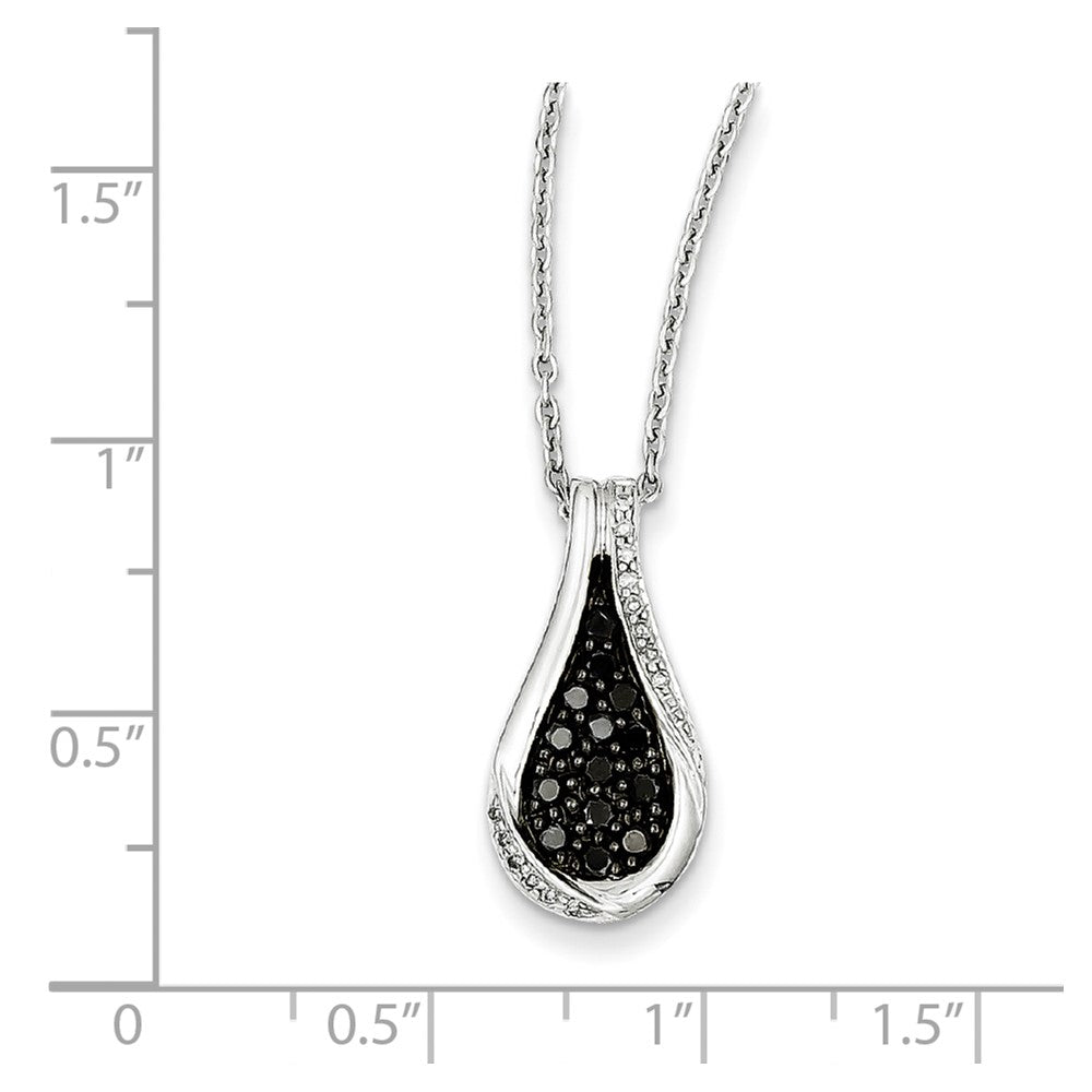 Sterling Silver Black & White Diamond Teardrop Pendant