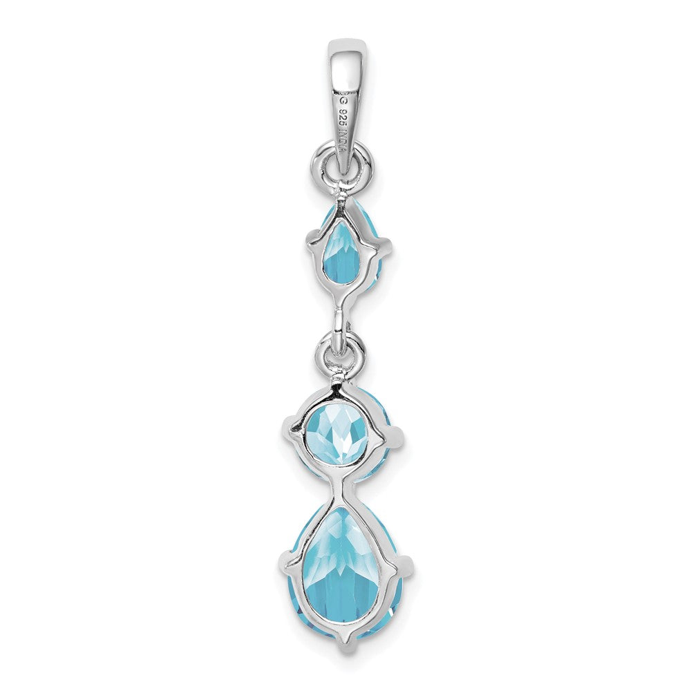 Sterling Silver Rhodium-plated Blue Topaz Pendant