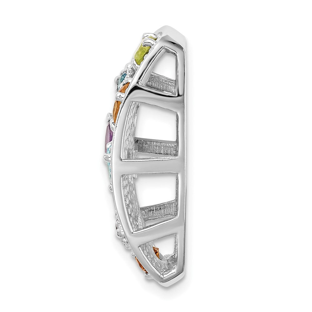 SS Rhodium-plt Amethyst/Citrine/Blue Topaz/Garnet/Peridot Chain Slide