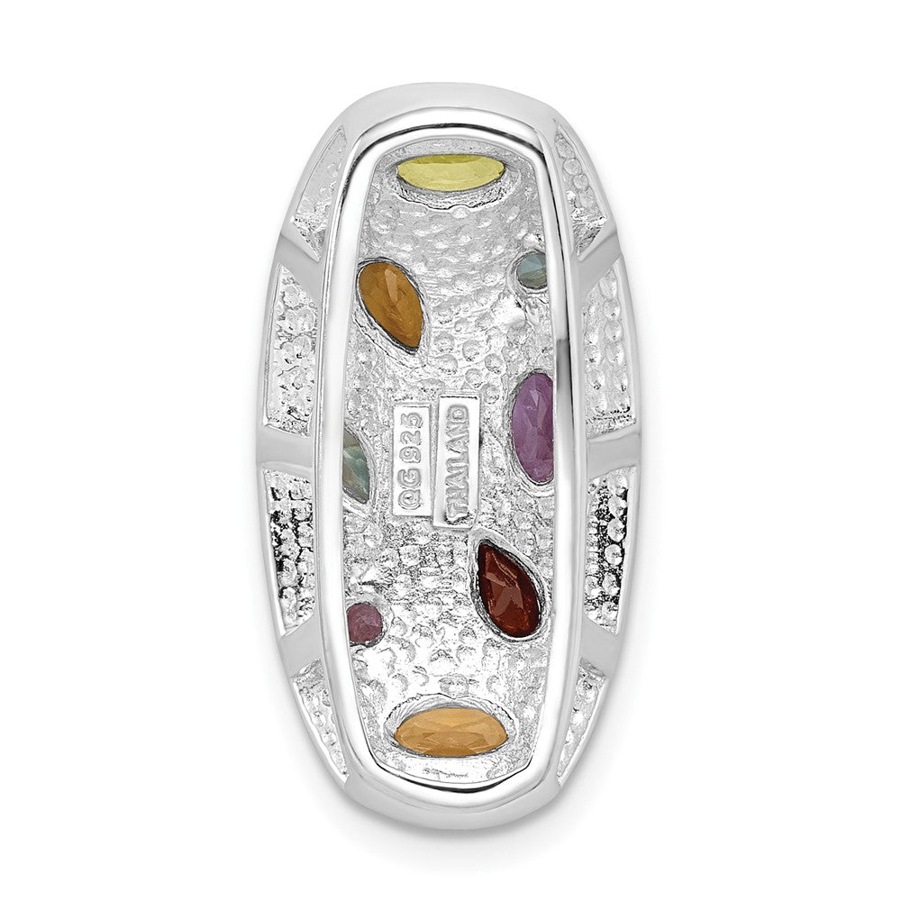 SS Rhodium-plt Amethyst/Citrine/Blue Topaz/Garnet/Peridot Chain Slide