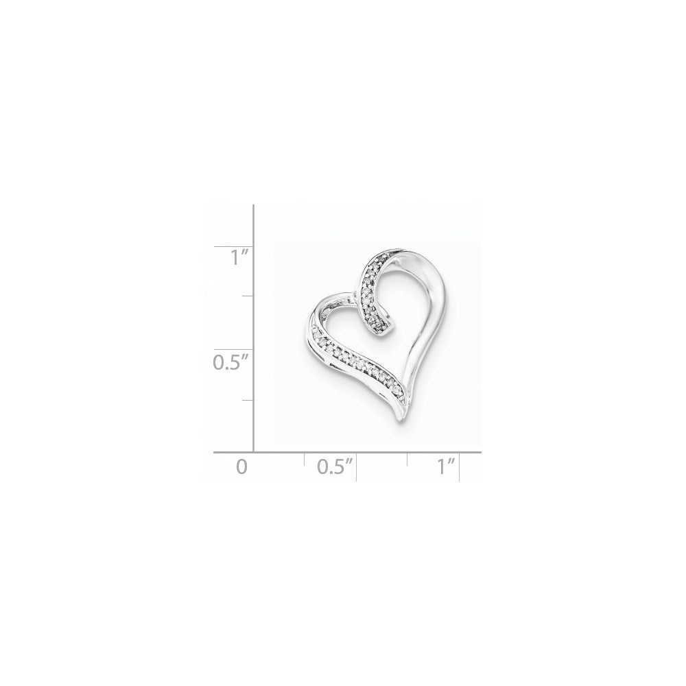 Sterling Silver Diamond Heart Slide Pendant