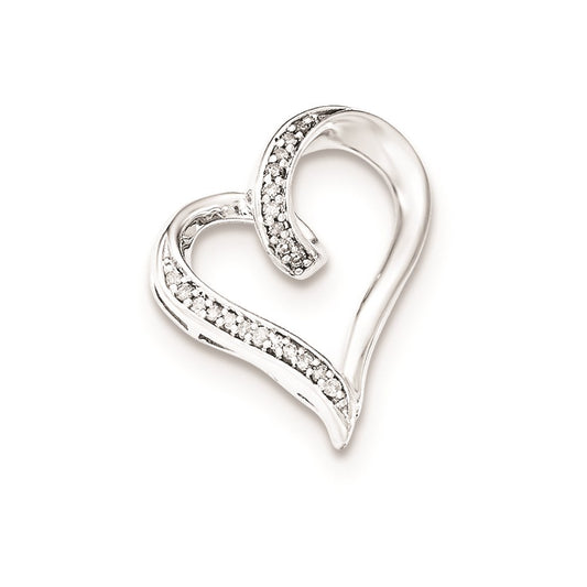 Sterling Silver Diamond Heart Slide Pendant