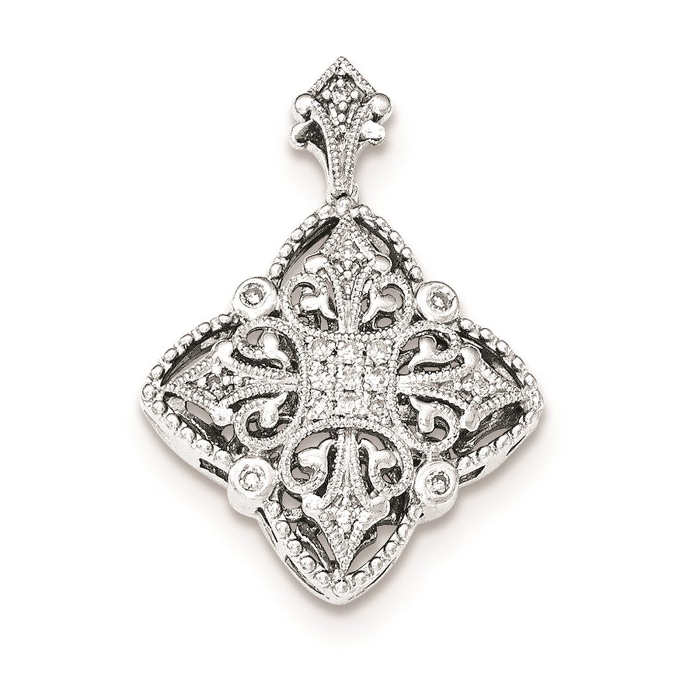 Sterling Silver Diamond Filigree Pendant