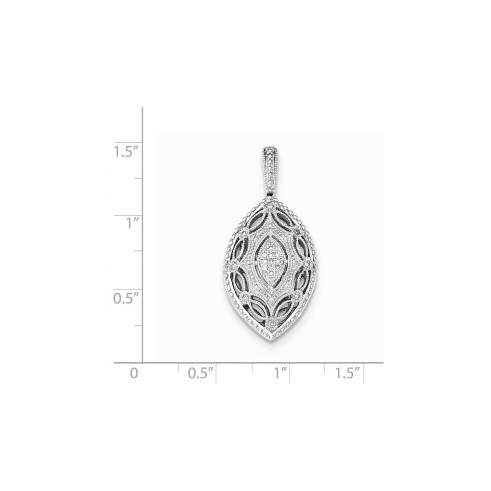 Sterling Silver Diamond Marquise-shaped Filigree Pendant