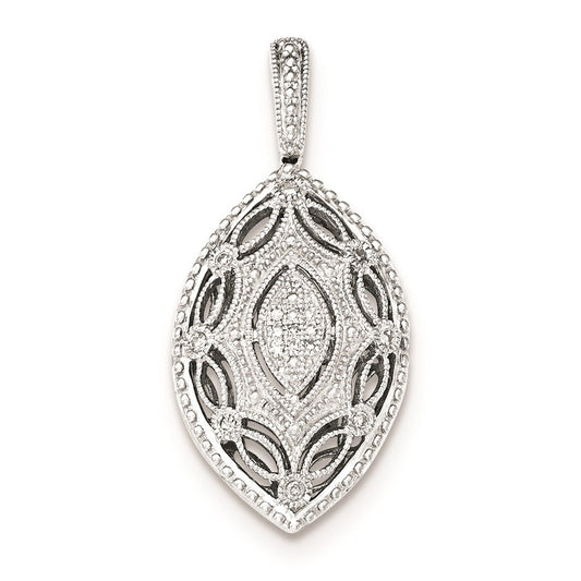 Sterling Silver Diamond Marquise-shaped Filigree Pendant