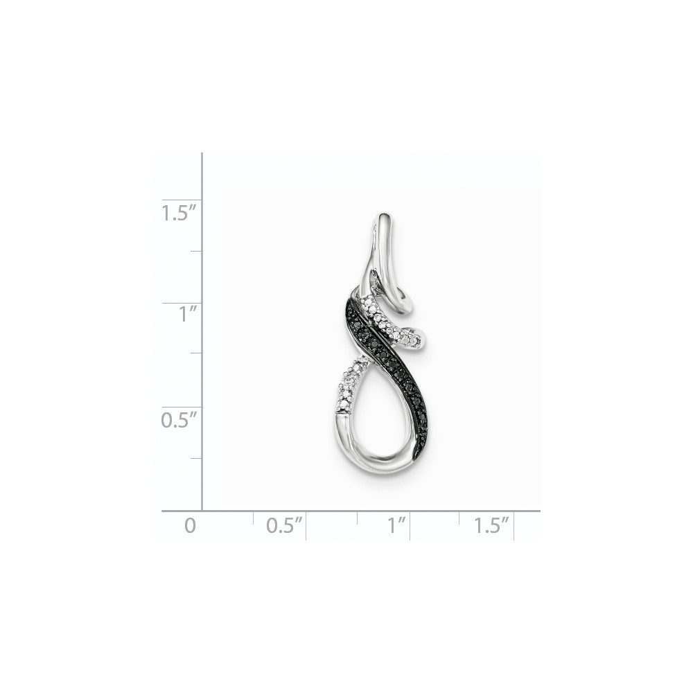 Sterling Silver White & Black Diamond Slide Pendant