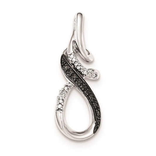 Sterling Silver White & Black Diamond Slide Pendant