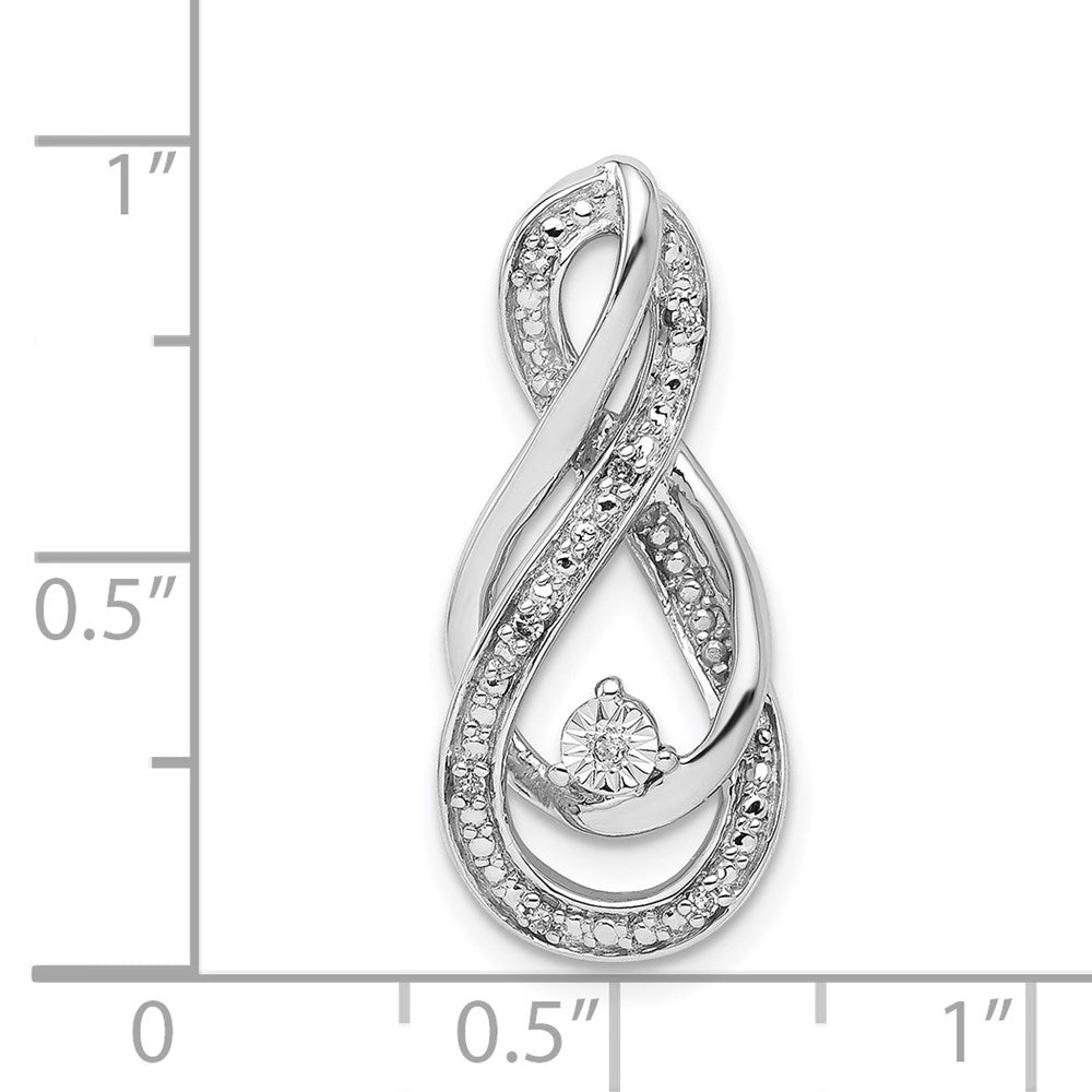 Sterling Silver Rhodium Diamond Infinity Symbol Slide Pendant