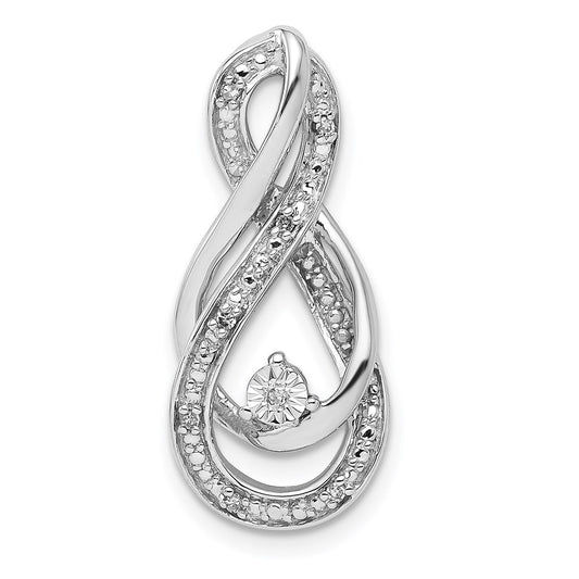 Sterling Silver Rhodium Diamond Infinity Symbol Slide Pendant