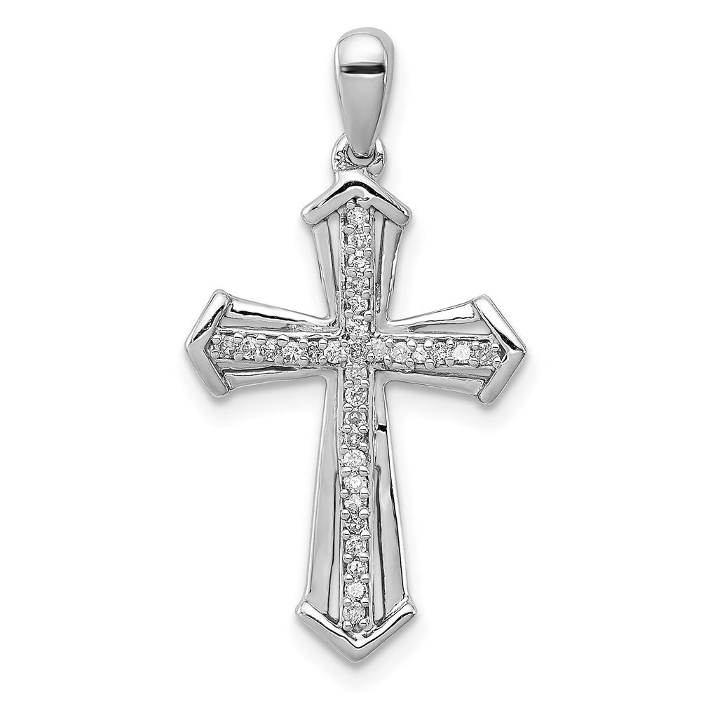 Sterling Silver Rhodium-plated Diamond Cross Pendant