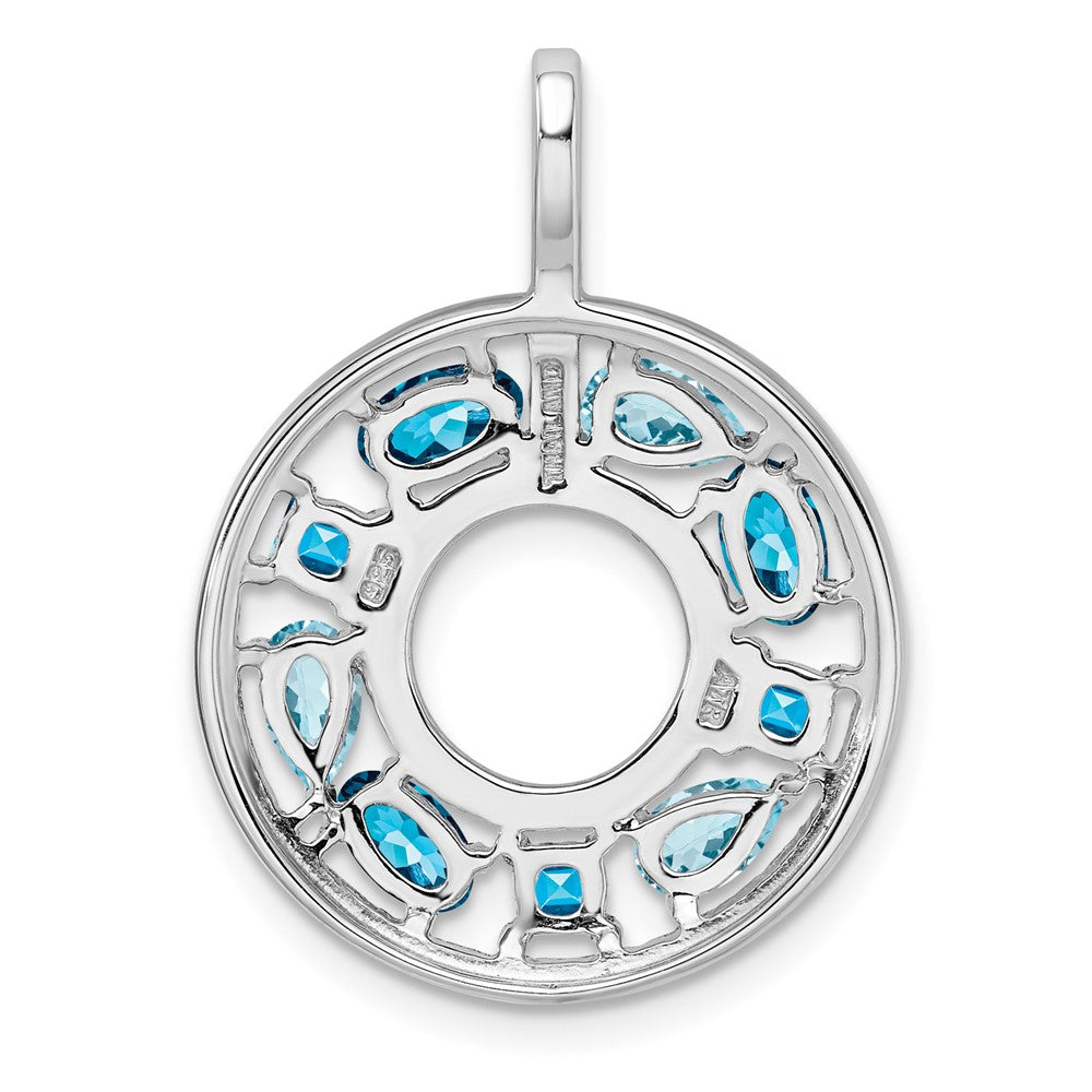 Sterling Silver Blue Topaz & CZ Circle Pendant