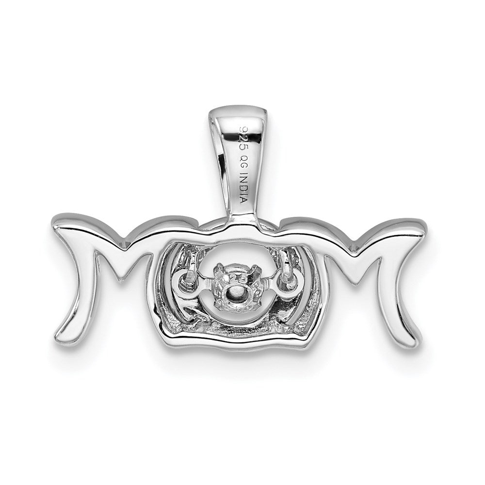 Sterling Silver Rhodium-plated Vibrant Diamond Mom Pendant