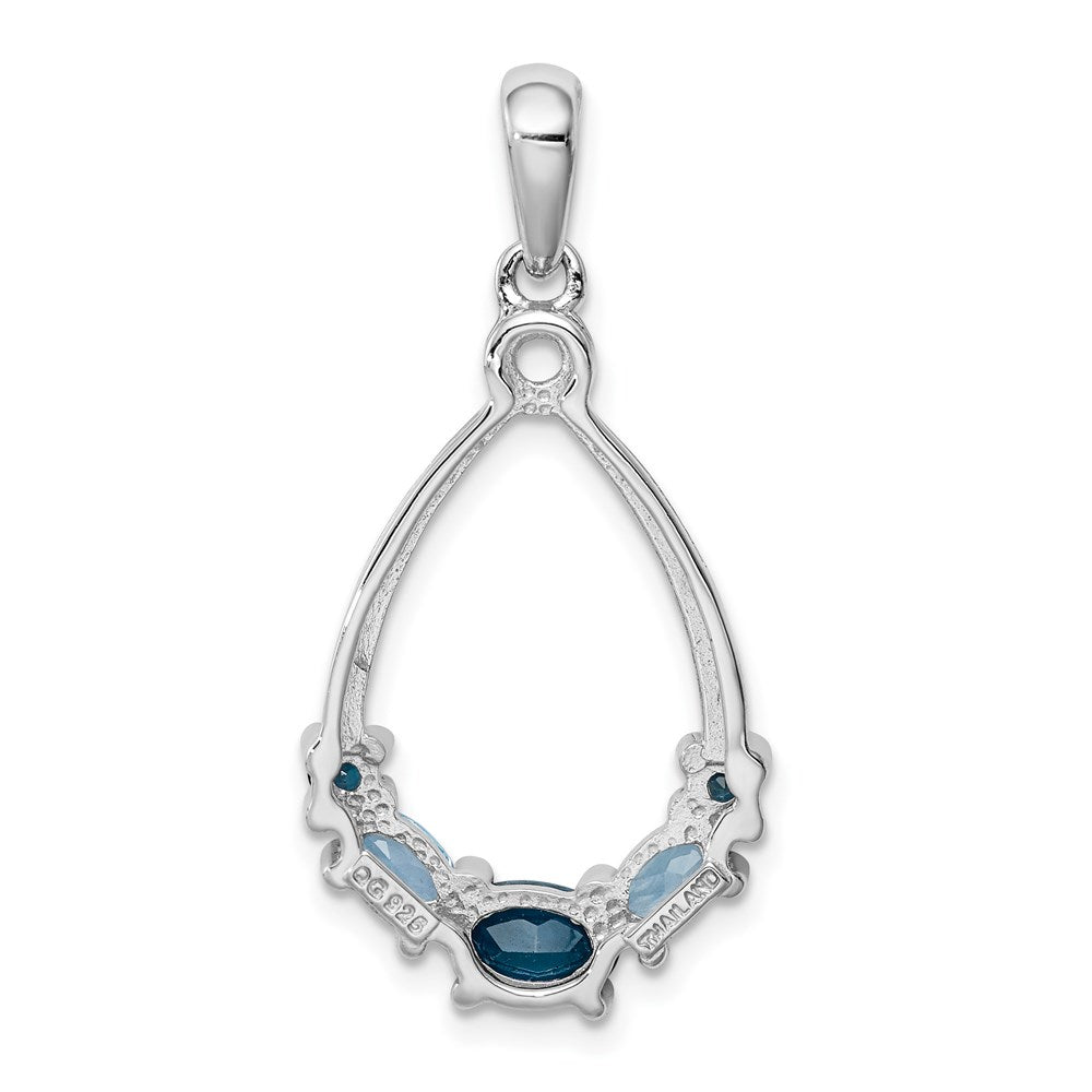 Sterling Silver Rhod-plat London blue and LB topaz Pendant