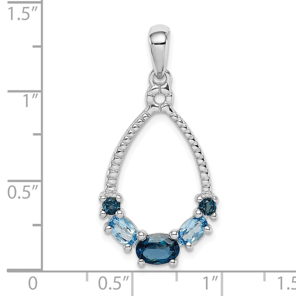 Sterling Silver Rhod-plat London blue and LB topaz Pendant