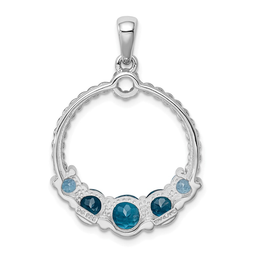 Sterling Silver Rhod-plat London blue and LB topaz Pendant