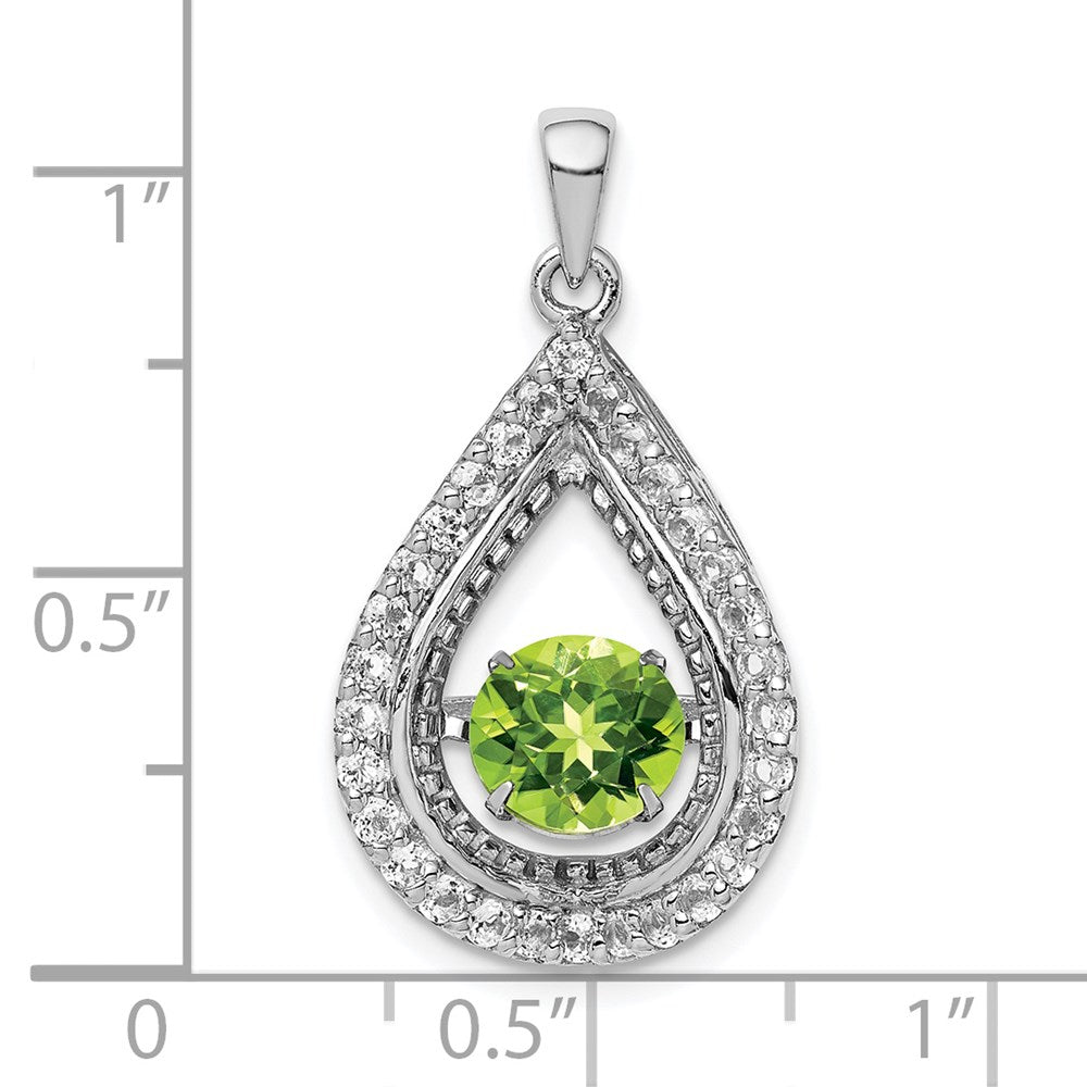 Sterling Silver White Topaz & Vibrant Peridot Teardrop Pendant