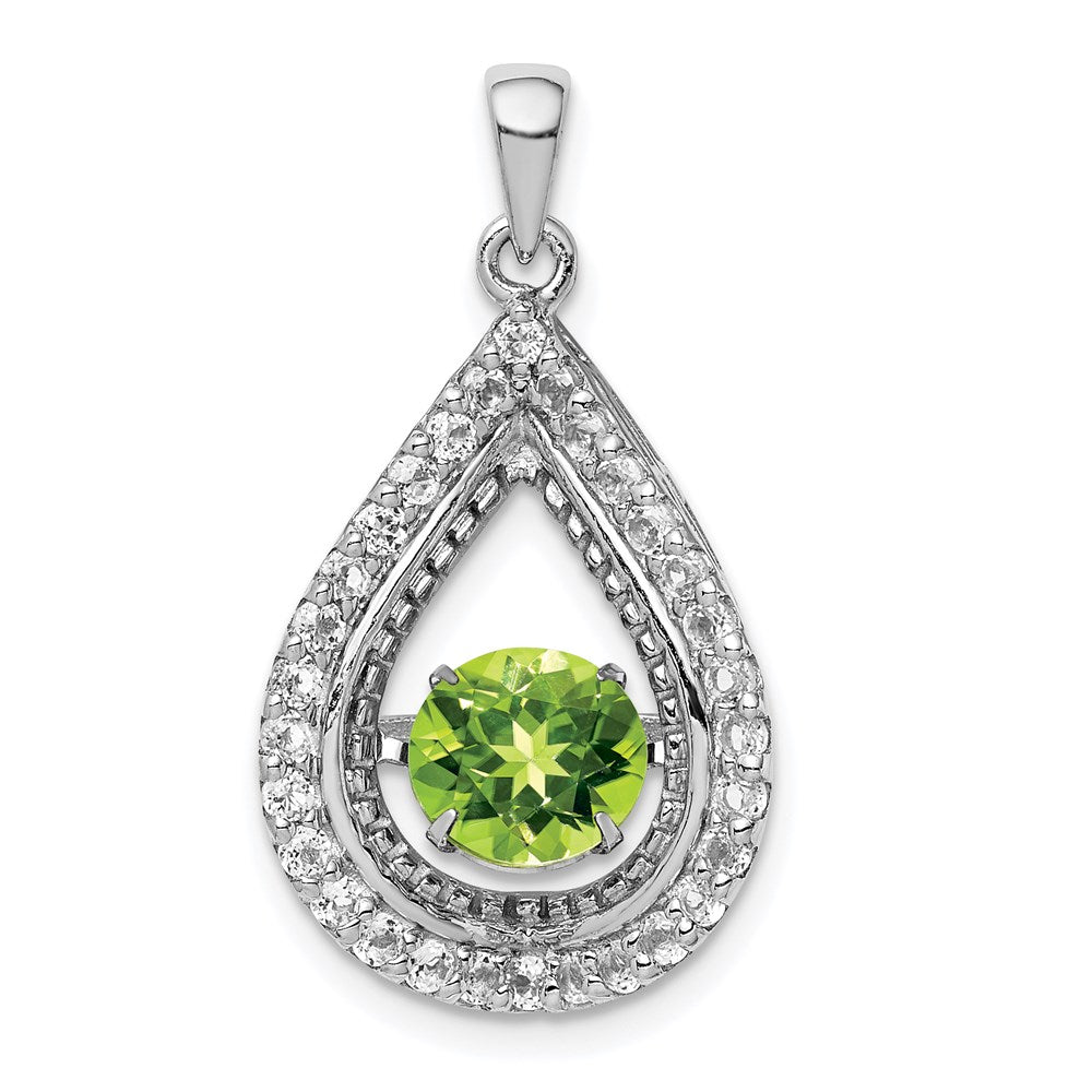 Sterling Silver White Topaz & Vibrant Peridot Teardrop Pendant