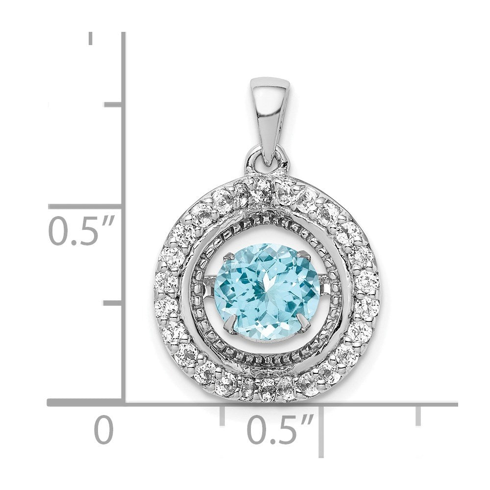 Sterling Silver White Topaz & Vibrant Light Swiss Blue Topaz Pendant