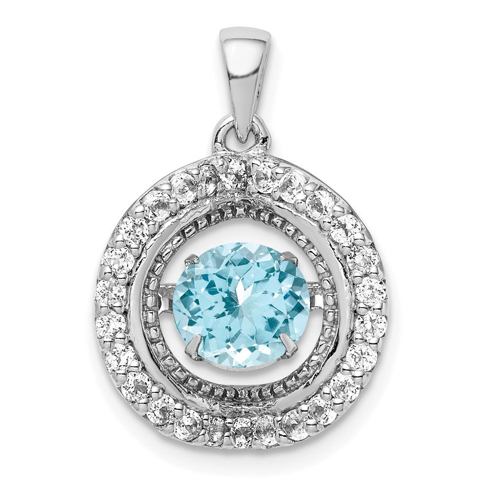 Sterling Silver White Topaz & Vibrant Light Swiss Blue Topaz Pendant