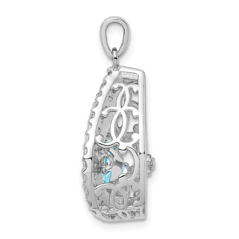 Sterling Silver White Topaz & Vibrant Light Swiss Blue Topaz Pendant