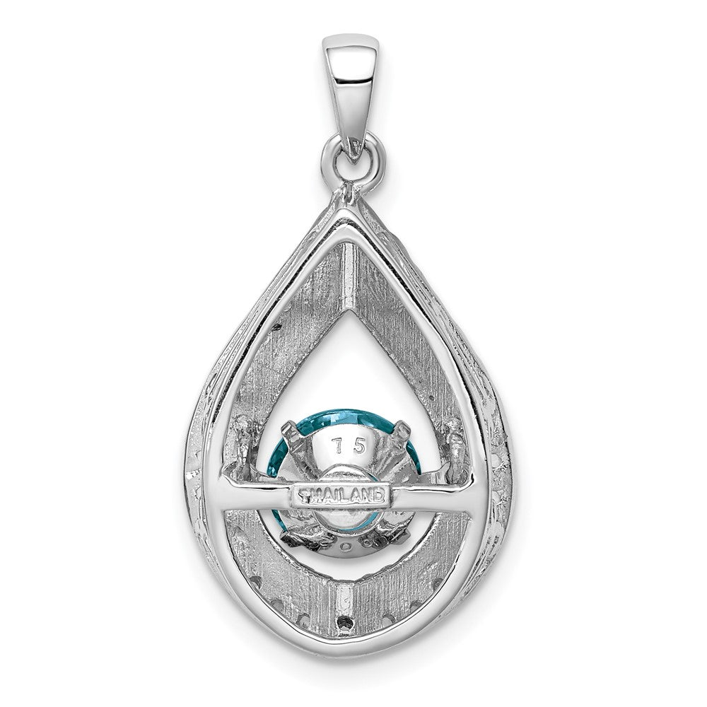 Sterling Silver White Topaz & Vibrant Light Swiss Blue Topaz Pendant