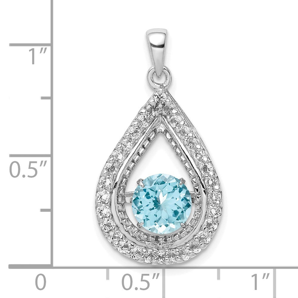 Sterling Silver White Topaz & Vibrant Light Swiss Blue Topaz Pendant