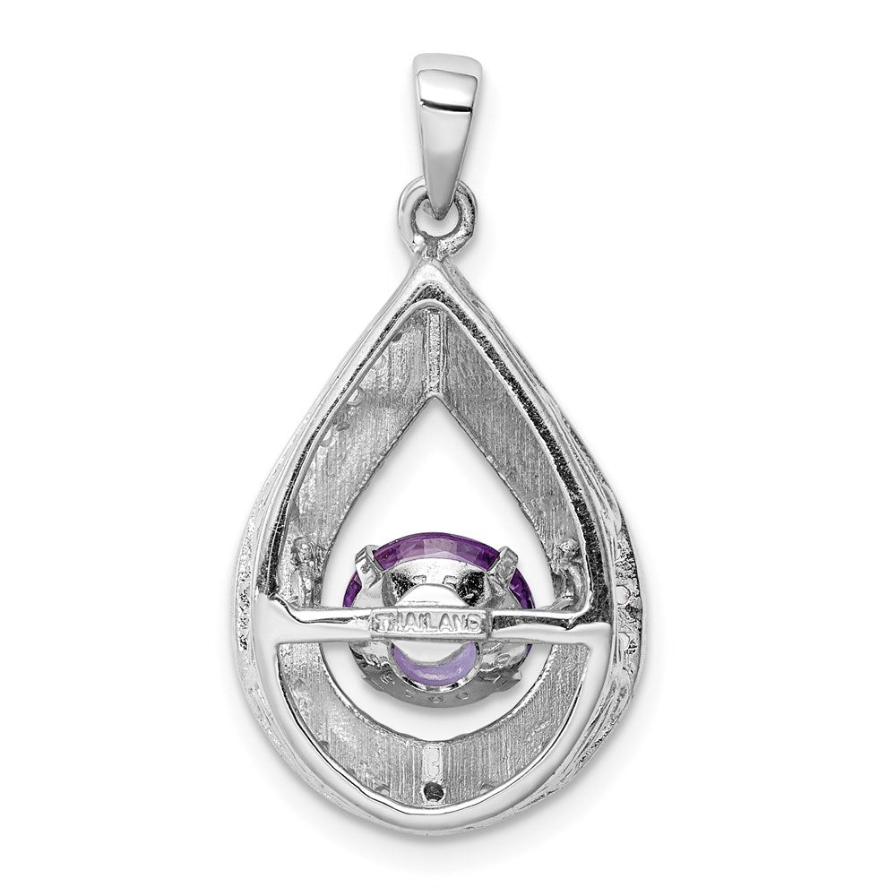 Sterling Silver White Topaz & Vibrant Amethyst Teardrop Pendant