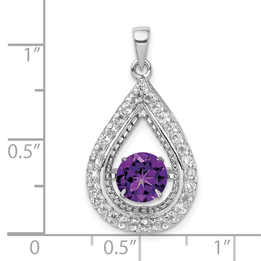 Sterling Silver White Topaz & Vibrant Amethyst Teardrop Pendant