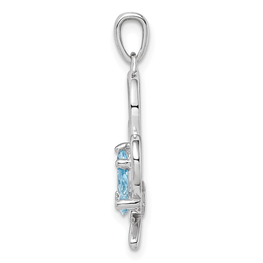 Sterling Silver Polished Blue Topaz Pendant