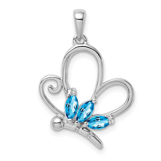 Sterling Silver Polished Blue Topaz Pendant