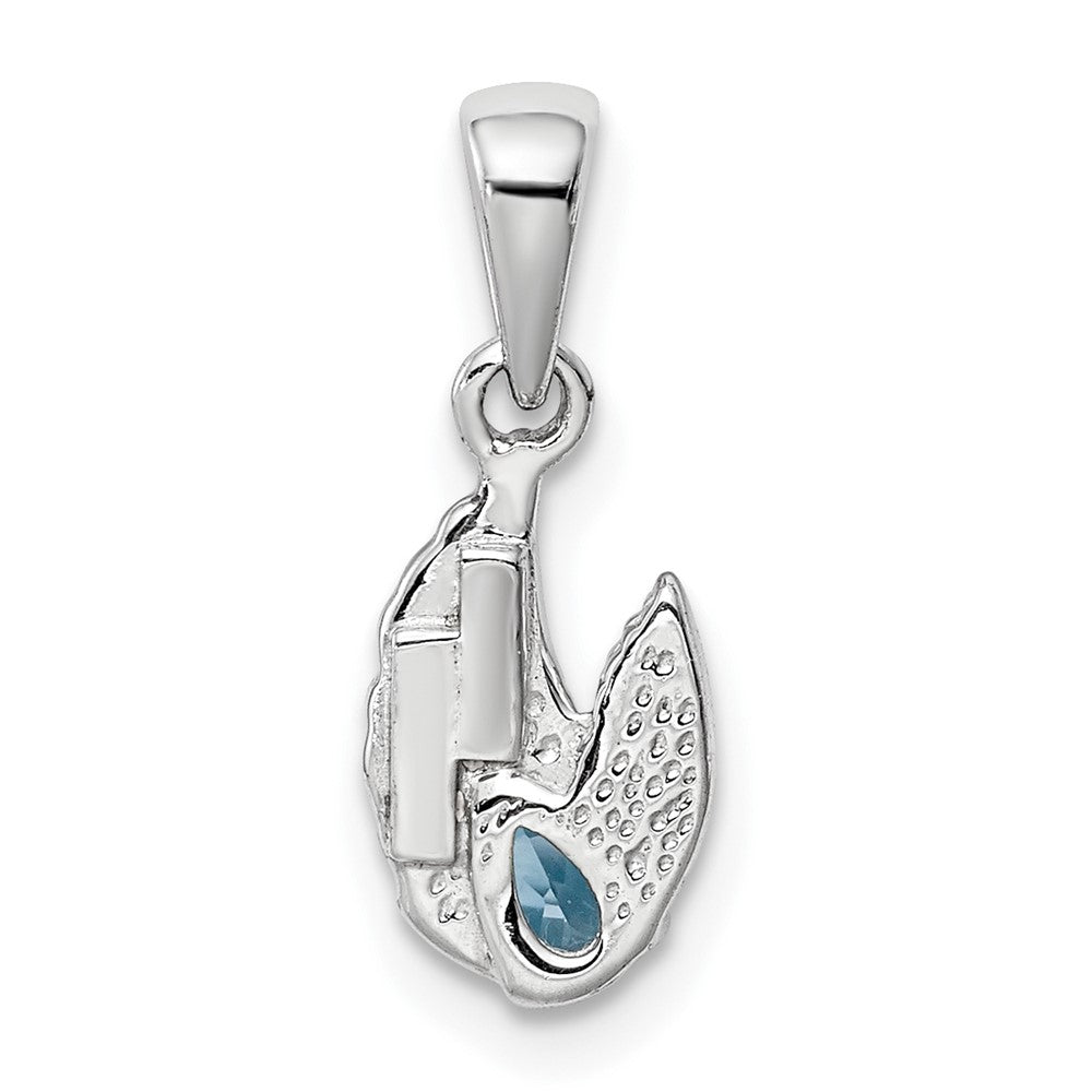 Sterling Silver London Blue Topaz Wing Pendant