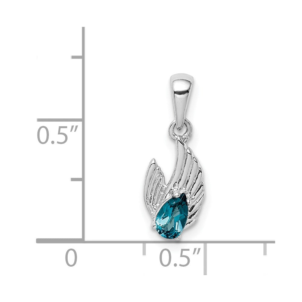 Sterling Silver London Blue Topaz Wing Pendant